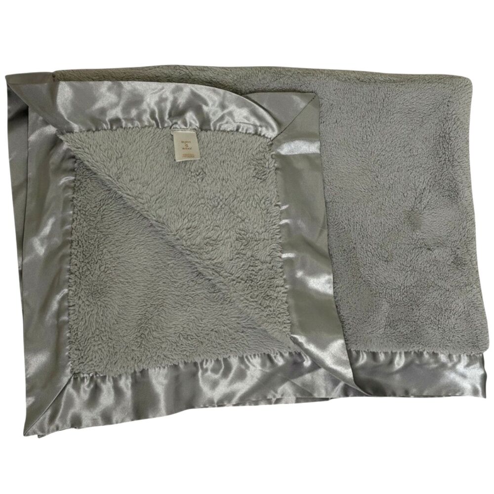 Ever & Ever Chenille Baby Blanket Satin Trim Infant Unisex Soft Gray bv